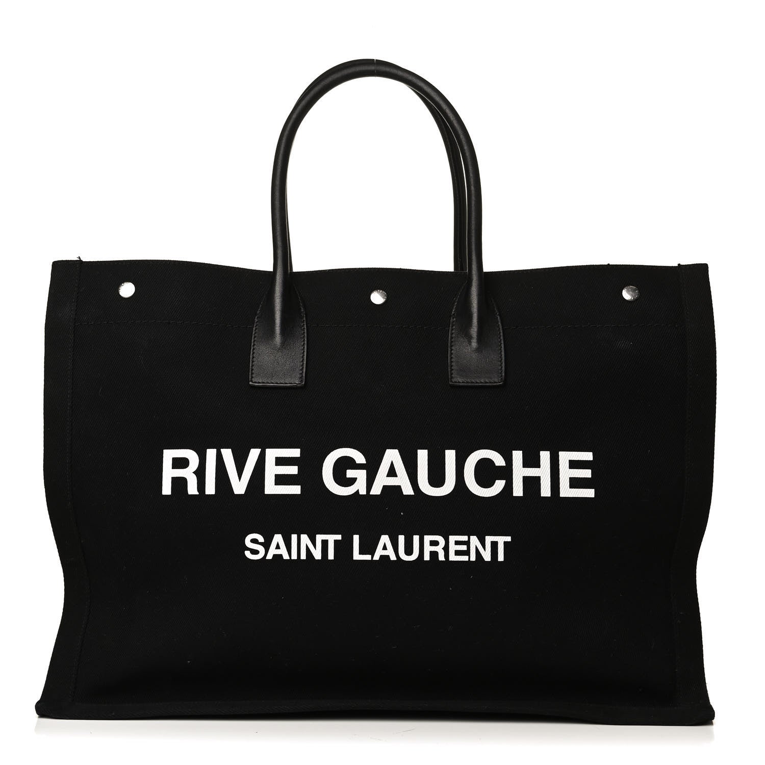 Saint Laurent Linen Calfskin Rive Gauche Tote Black 1 of 18