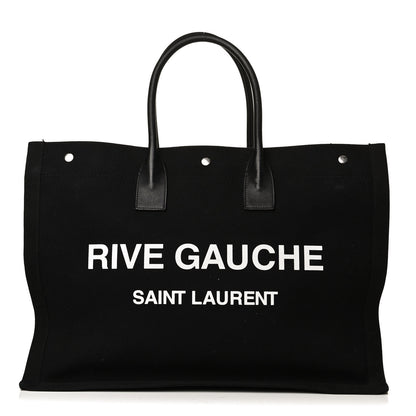 Saint Laurent Linen Calfskin Rive Gauche Tote Black 1 of 18