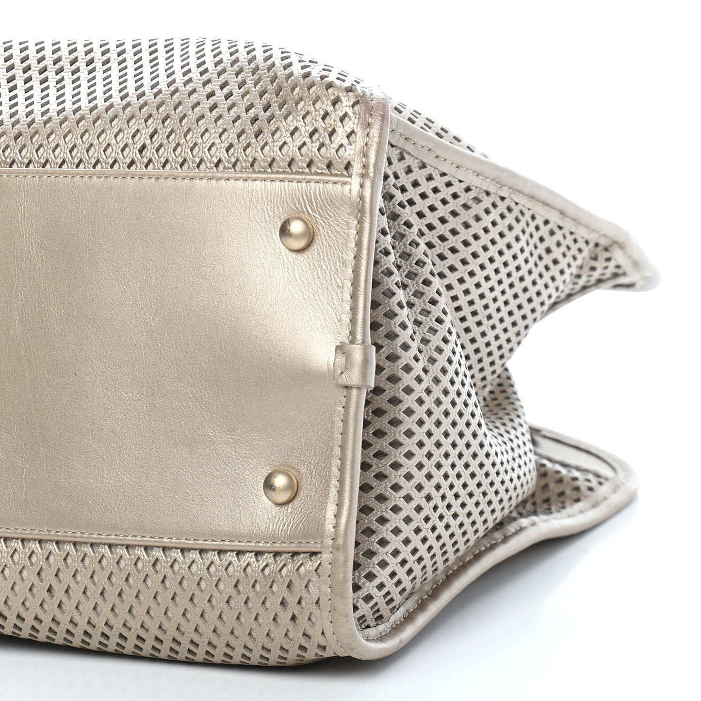 Metallic Calfskin Perforated Up In The Air Tote Gold