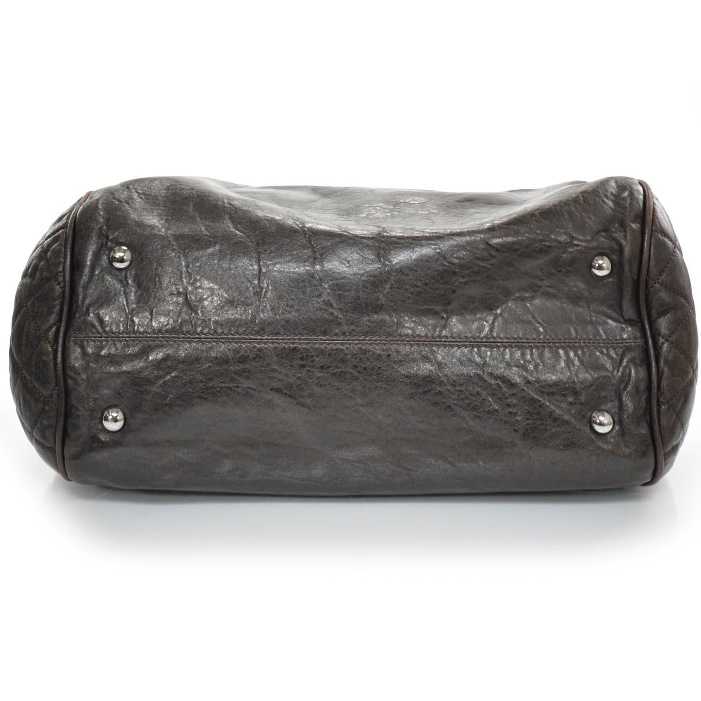 Leather Large Frame Tote Dark Brown