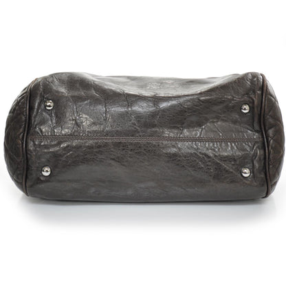 Chanel Leather Large Frame Tote Dark Brown 5 of 10