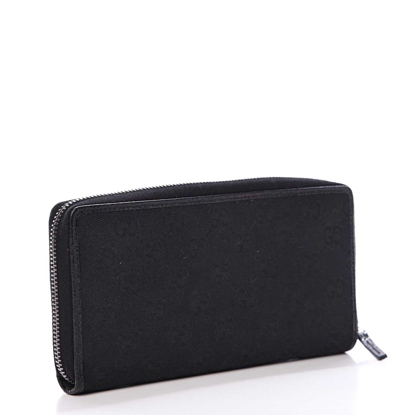 Monogram Metal Bar Zip Around Wallet Black