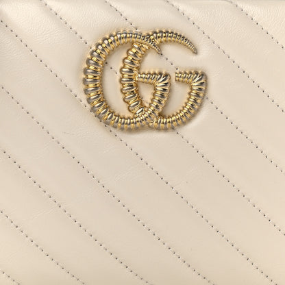 Gucci Vintage Effect Calfskin Matelasse Diagonal Small Torchon GG Marmont Chain Shoulder Bag Mystic White Blue Agata 8 of 10