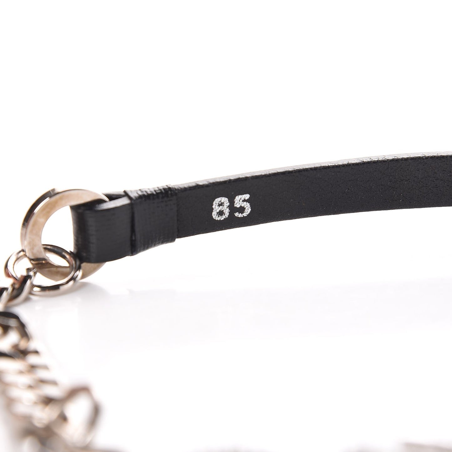 Calfskin Crystal Logo Clasp Belt 85 Black