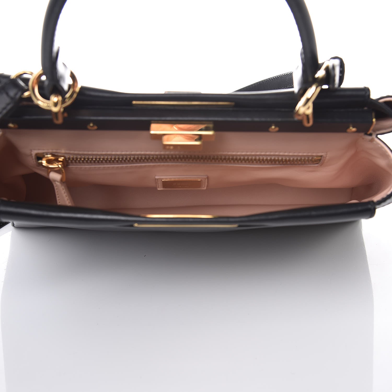 Fendi Vitello Morgan Shiny Nappa Medium Peekaboo Iconic Satchel Black 6 of 9