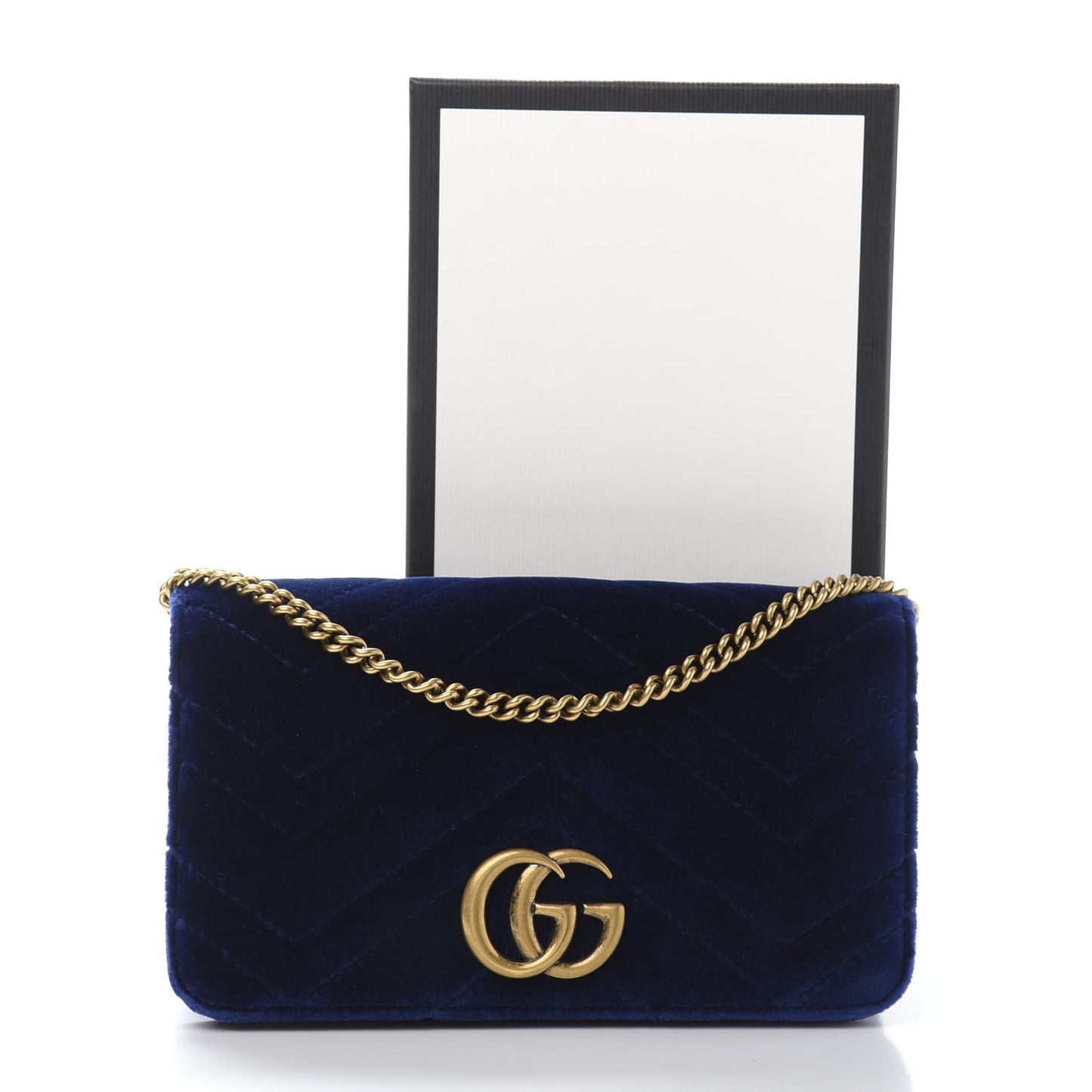 Velvet Matelasse GG Marmont Mini Bag Cobalt Blue