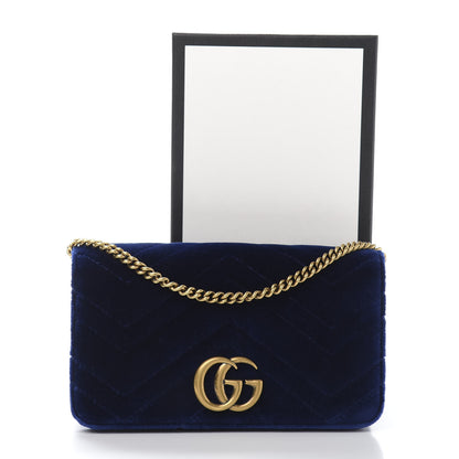 Gucci Velvet Matelasse GG Marmont Mini Bag Cobalt Blue 9 of 9