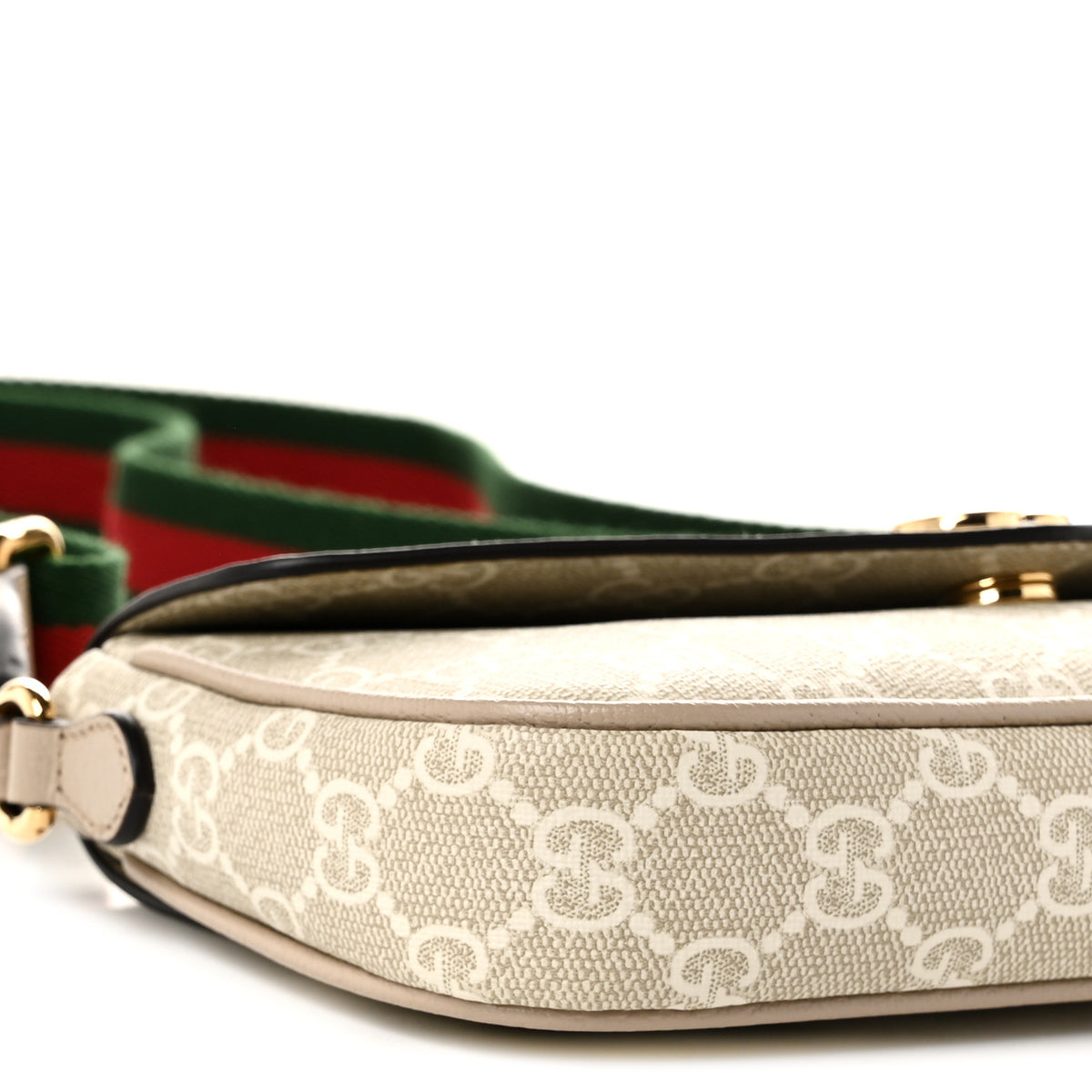 Gucci GG Supreme Monogram Textured Dollar Calfskin Web Mini Ophidia Envelope Shoulder Bag Beige Mystic White Oatmeal 9 of 10