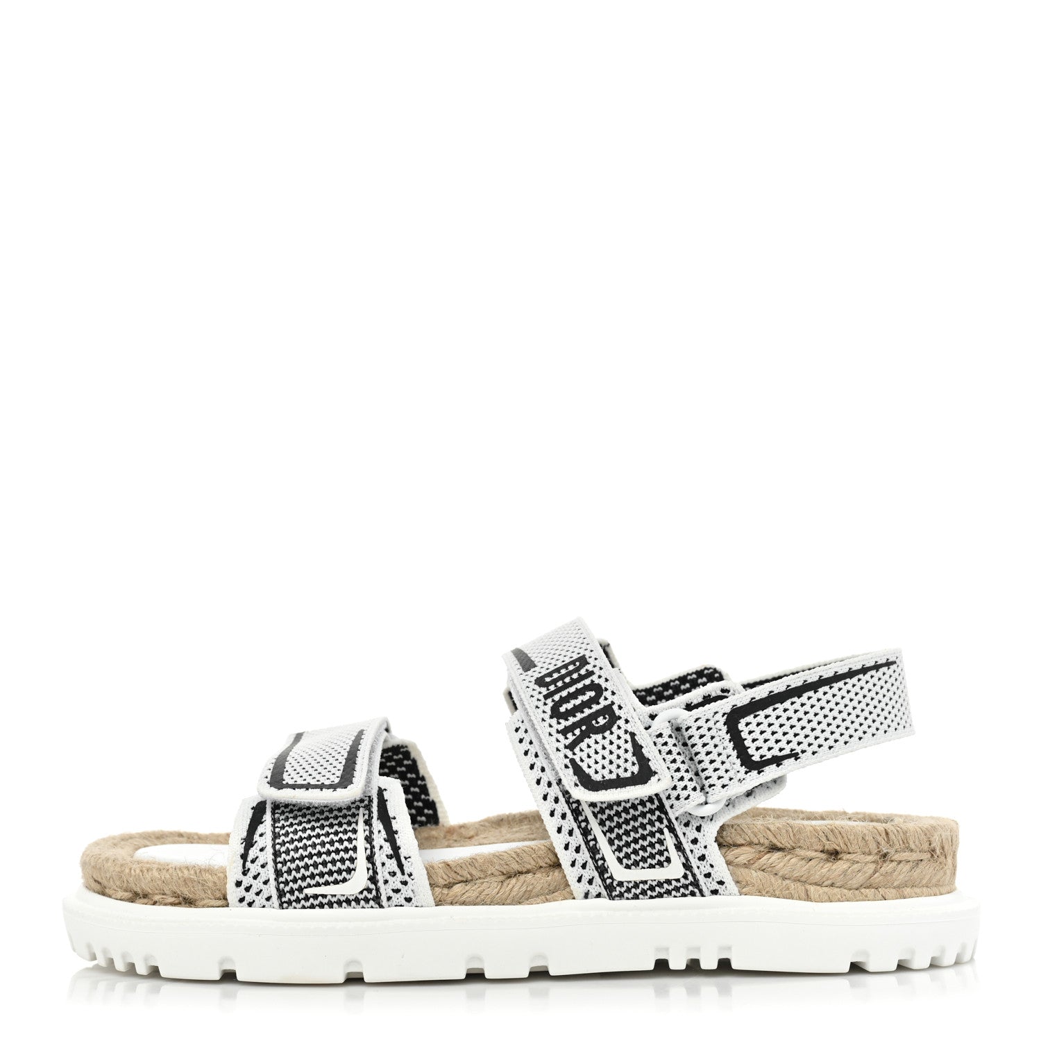 Christian Dior Technical Knit Jute Dioract 10mm Sandals 38 White Black 1 of 10