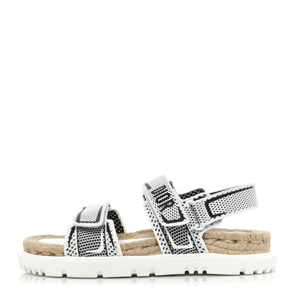 Christian Dior Technical Knit Jute Dioract 10mm Sandals 38 White Black 1 of 10