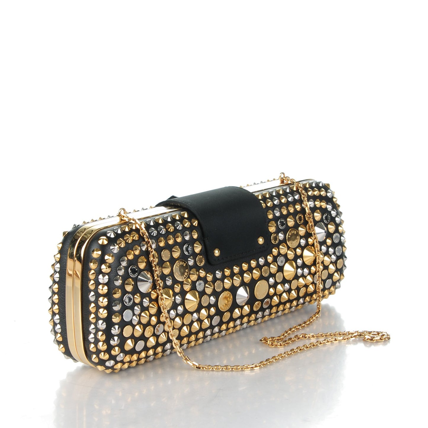 Calfskin Studded Minaudiere Tresor Clutch