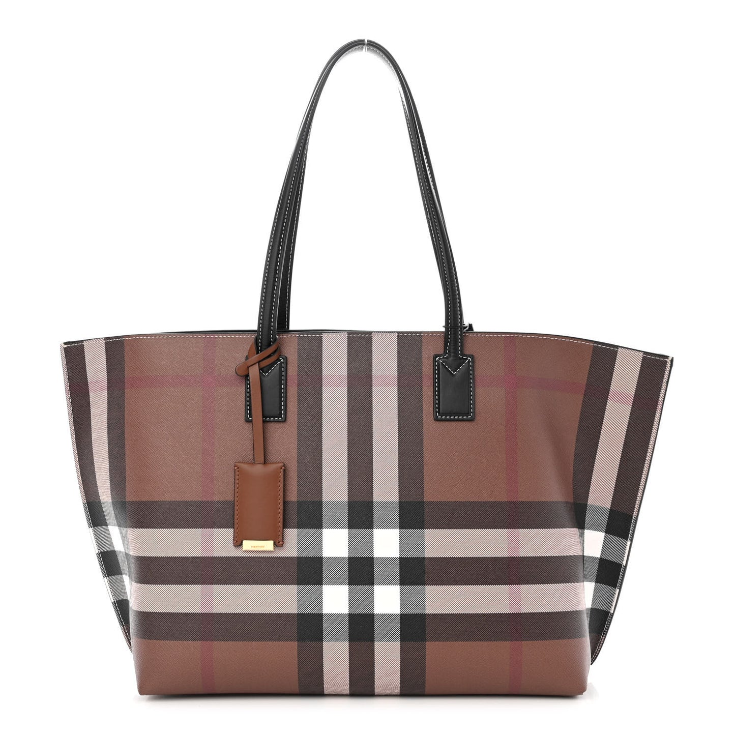 E-Canvas Check Medium Tote Dark Birch Brown