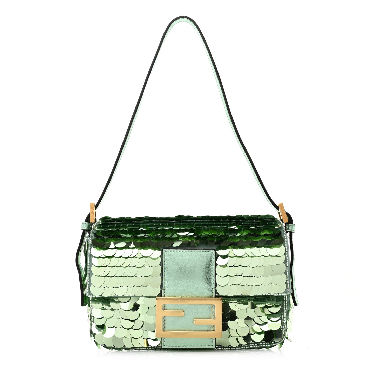 Satin Paillettes Catalan Mirror Mini Baguette 1997 Green