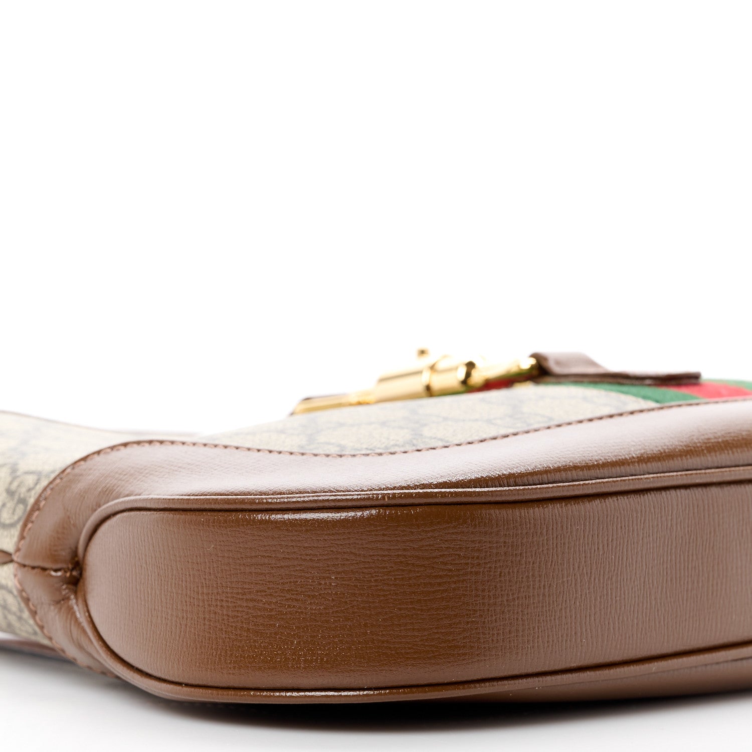 Gucci GG Supreme Monogram Azalea Calfskin Web Small Jackie 1961 Hobo Beige Ebony Brown Sugar 10 of 12