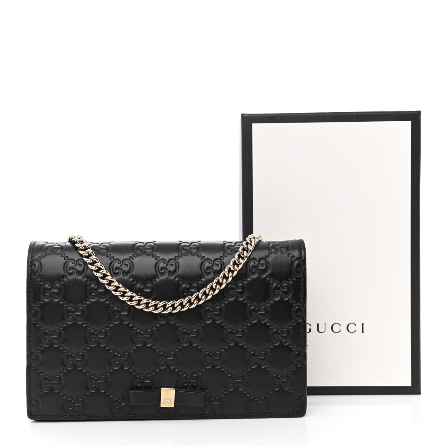 Guccissima Signature Bowy Chain Wallet Black