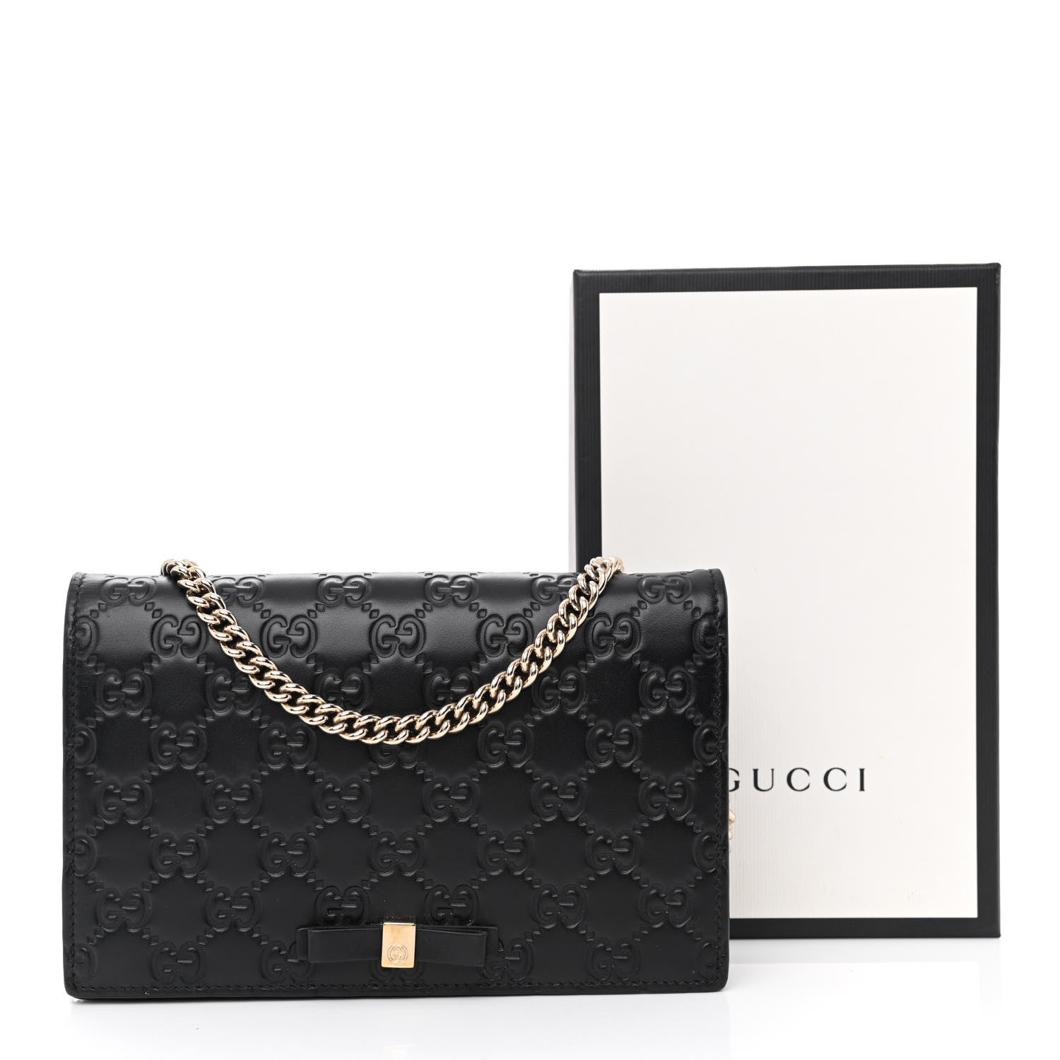 Gucci Guccissima Signature Bowy Chain Wallet Black 12 of 12