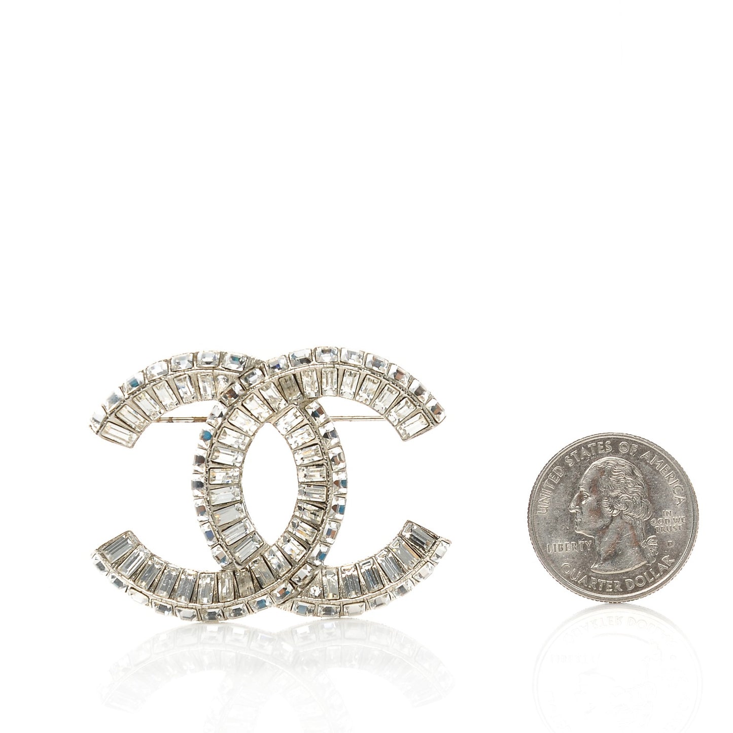 Baguette Crystal CC Brooch Silver