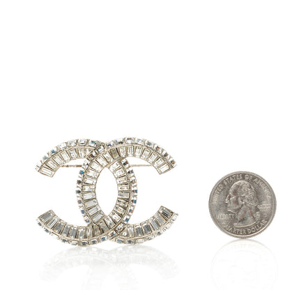 Chanel Baguette Crystal CC Brooch Silver 3 of 6