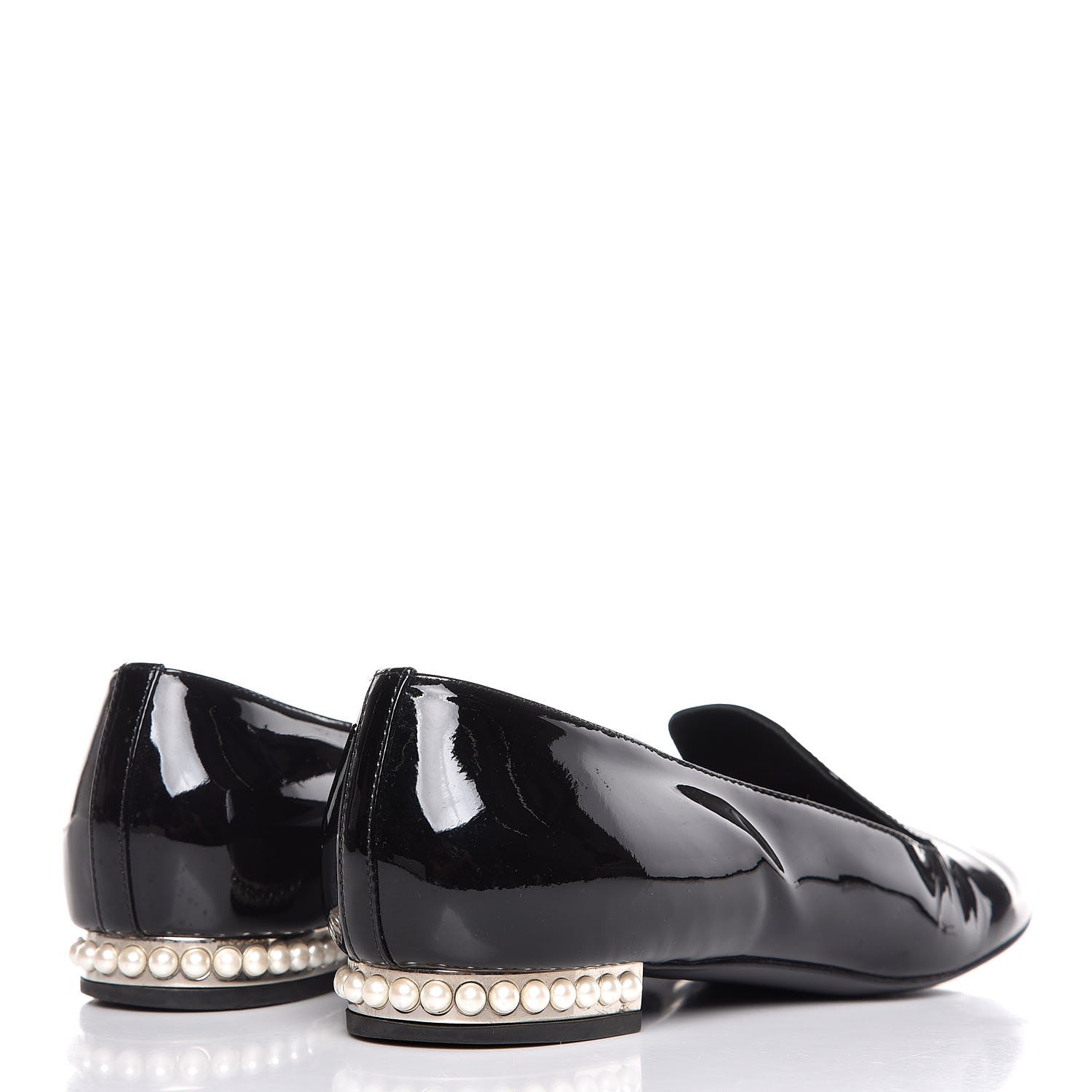 Chanel Patent Calfskin Pearl CC Loafers 36.5 Black 4 of 14