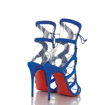 Christian Louboutin Suede Amazoulo 100 Lace Up Sandals 37 Electric 4 of 7