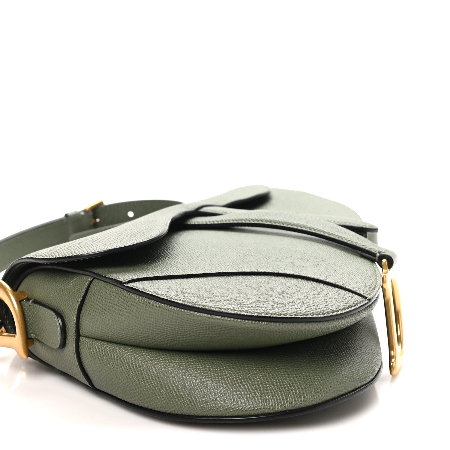 Christian Dior Grained Calfskin Saddle Bag With Strap Sage Green 9 of 10