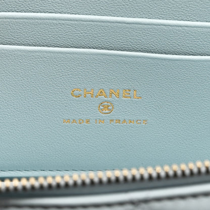 Chanel Lambskin Quilted Small Top Handle Vanity Case With Chain Light Blue 6 of 10