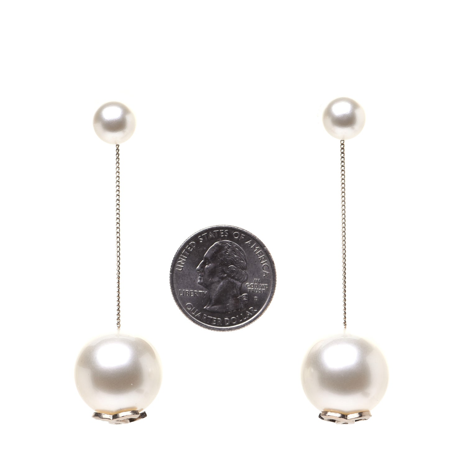 Pearl CC Dangle Earrings Gold