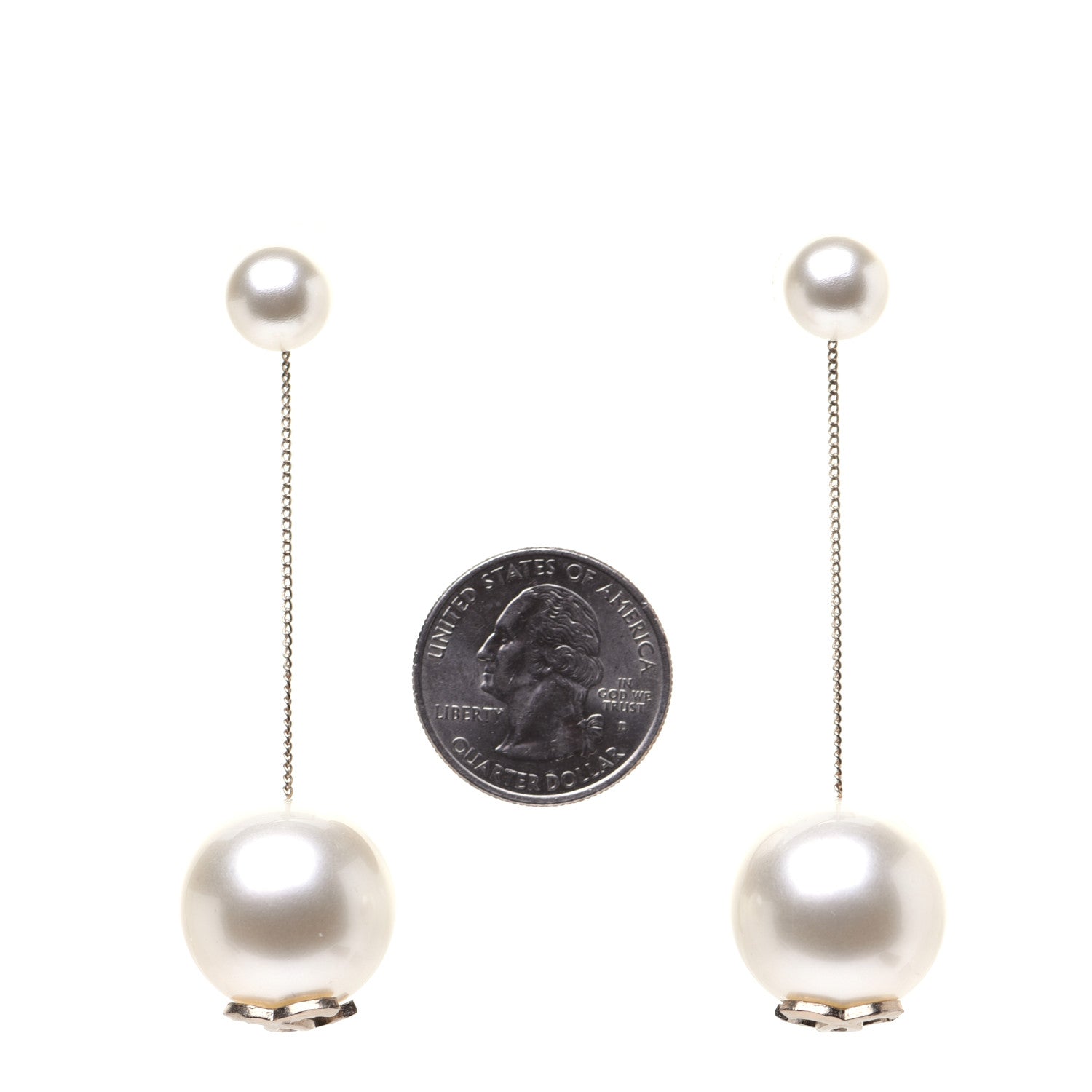 Chanel Pearl CC Dangle Earrings Gold 2 of 5