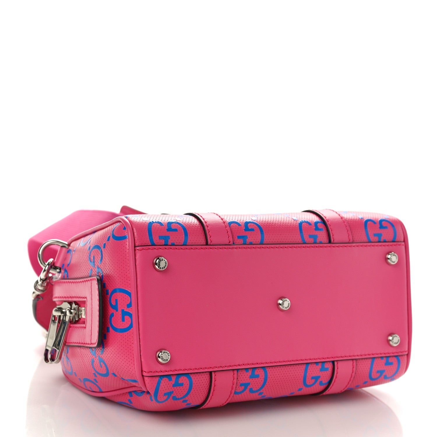 Gucci Calfskin GG Tennis Bi-Color Embossed Mini Duffle Bag Modern Fucsia Modern Blue 4 of 11