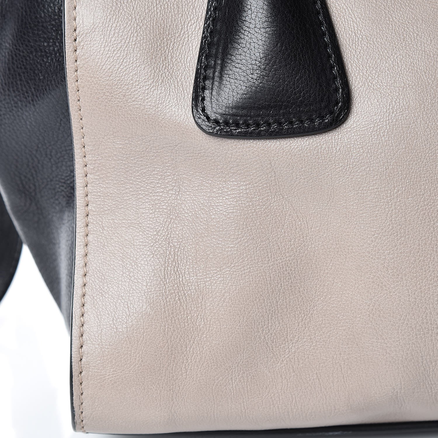 Prada Glace Calf Bi-Color Twin Pocket Tote Pomice Black 14 of 15
