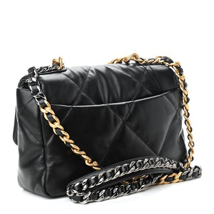 Chanel Shiny Goatskin Quilted Medium Chanel 19 Flap Black 3 of 9