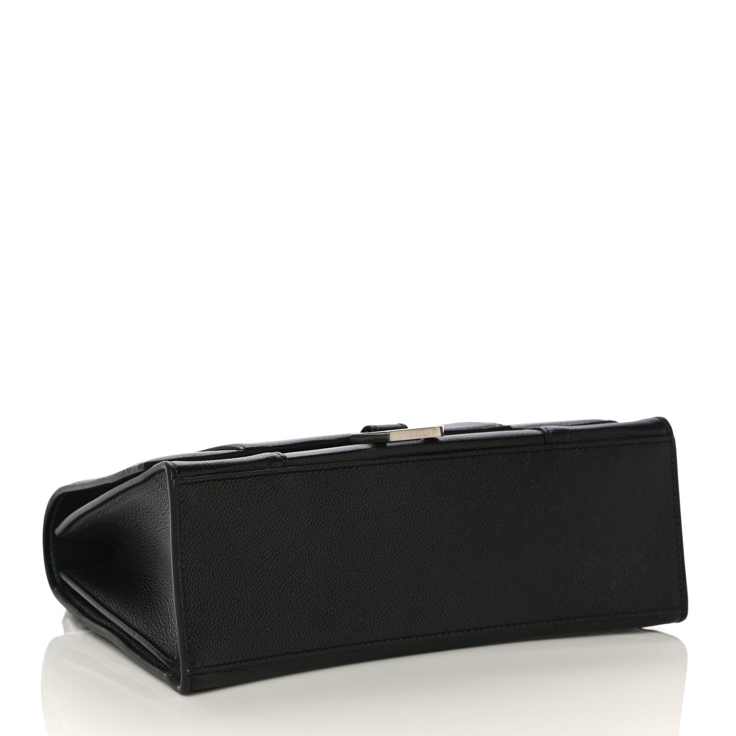 Grained Calfskin Medium Hourglass Top Handle Bag Black