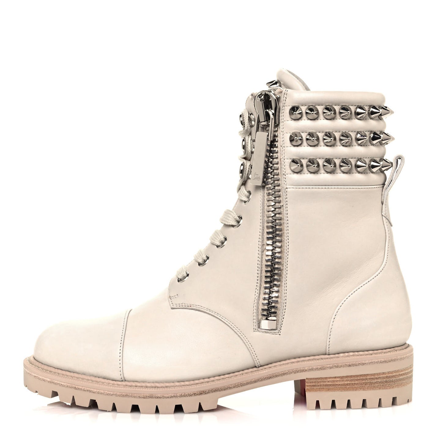 Calfskin Winter Spikes Combat Boots 37 White