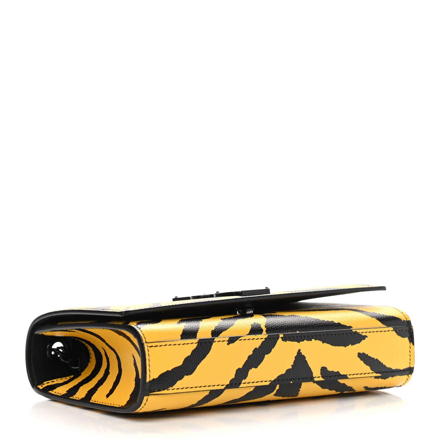 Saint Laurent Grain De Poudre Zebra Print Small Classic Monogram Kate Satchel Yellow 4 of 9