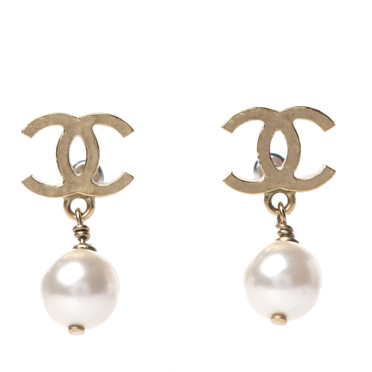Pearl CC Drop Earrings Gold