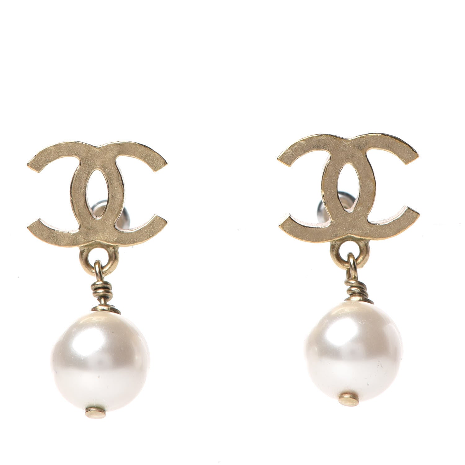 Chanel Pearl CC Drop Earrings Gold 1 of 4