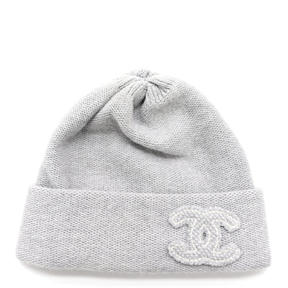 Chanel Cashmere CC Beanie Hat Grey 1 of 6