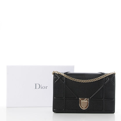 Christian Dior Grained Calfskin Diorama Wallet on Chain Pouch Black 7 of 7