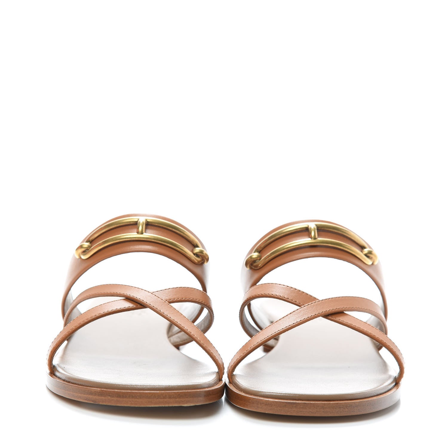 Hermes Calfskin Claire Sandals 37 Gold 2 of 7
