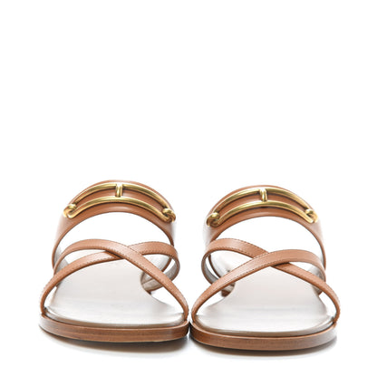 Hermes Calfskin Claire Sandals 37 Gold 2 of 7