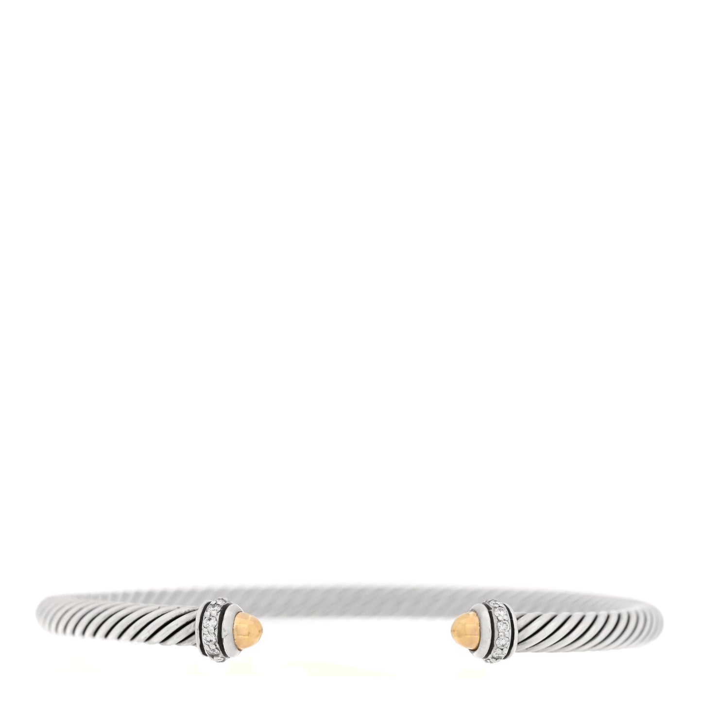 Sterling Silver 18K Yellow Gold Diamond 4mm Dome Cable Classics Bracelet