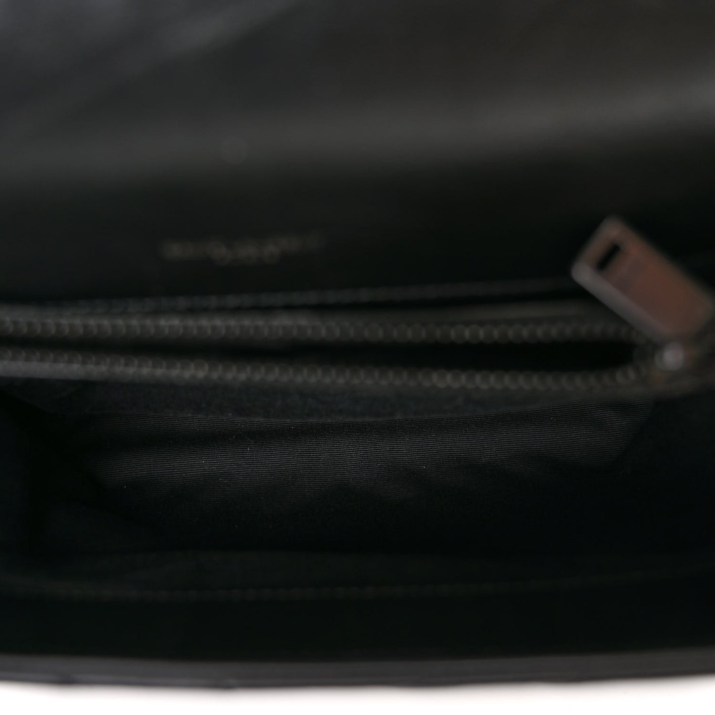 Sheepskin Matelasse Chevron Monogram Monochrome Medium College Bag Black