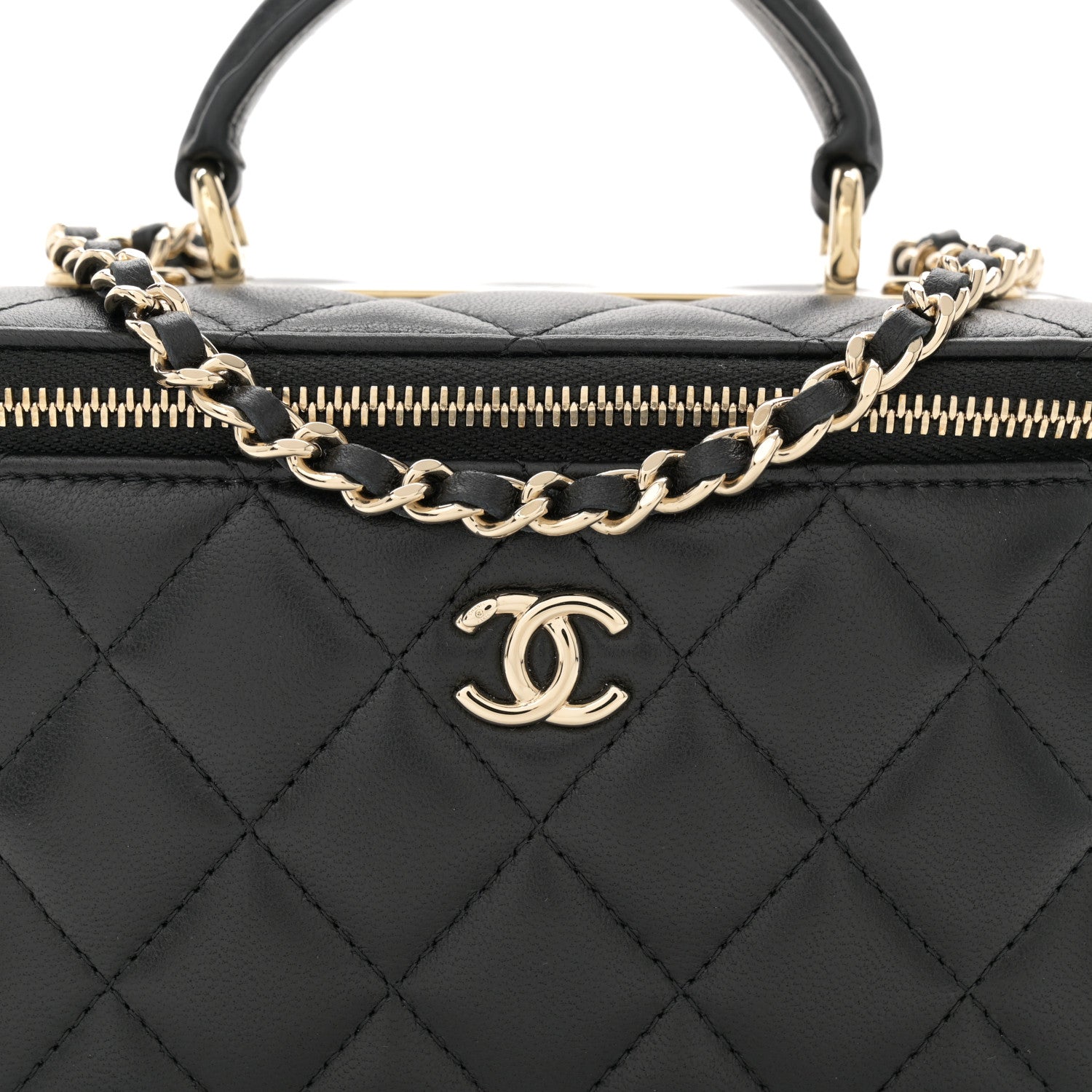 Chanel Lambskin Quilted Trendy Small Top Handle Vanity Case With Chain Black 8 of 11