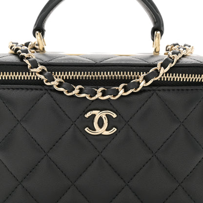 Chanel Lambskin Quilted Trendy Small Top Handle Vanity Case With Chain Black 8 of 11