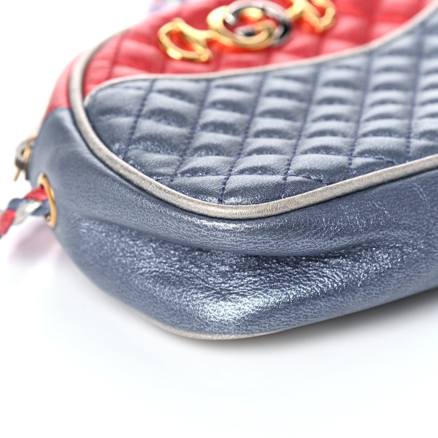 Laminated Nappa Trapuntata Mini Zumi Dome Shoulder Bag Rosso Marine Argento