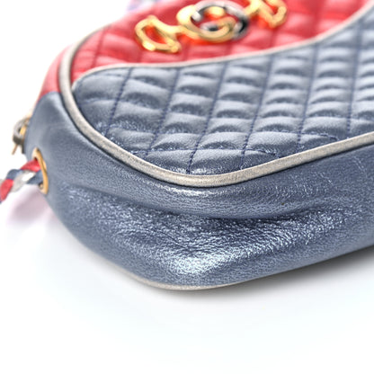Gucci Laminated Nappa Trapuntata Mini Zumi Dome Shoulder Bag Rosso Marine Argento 8 of 13