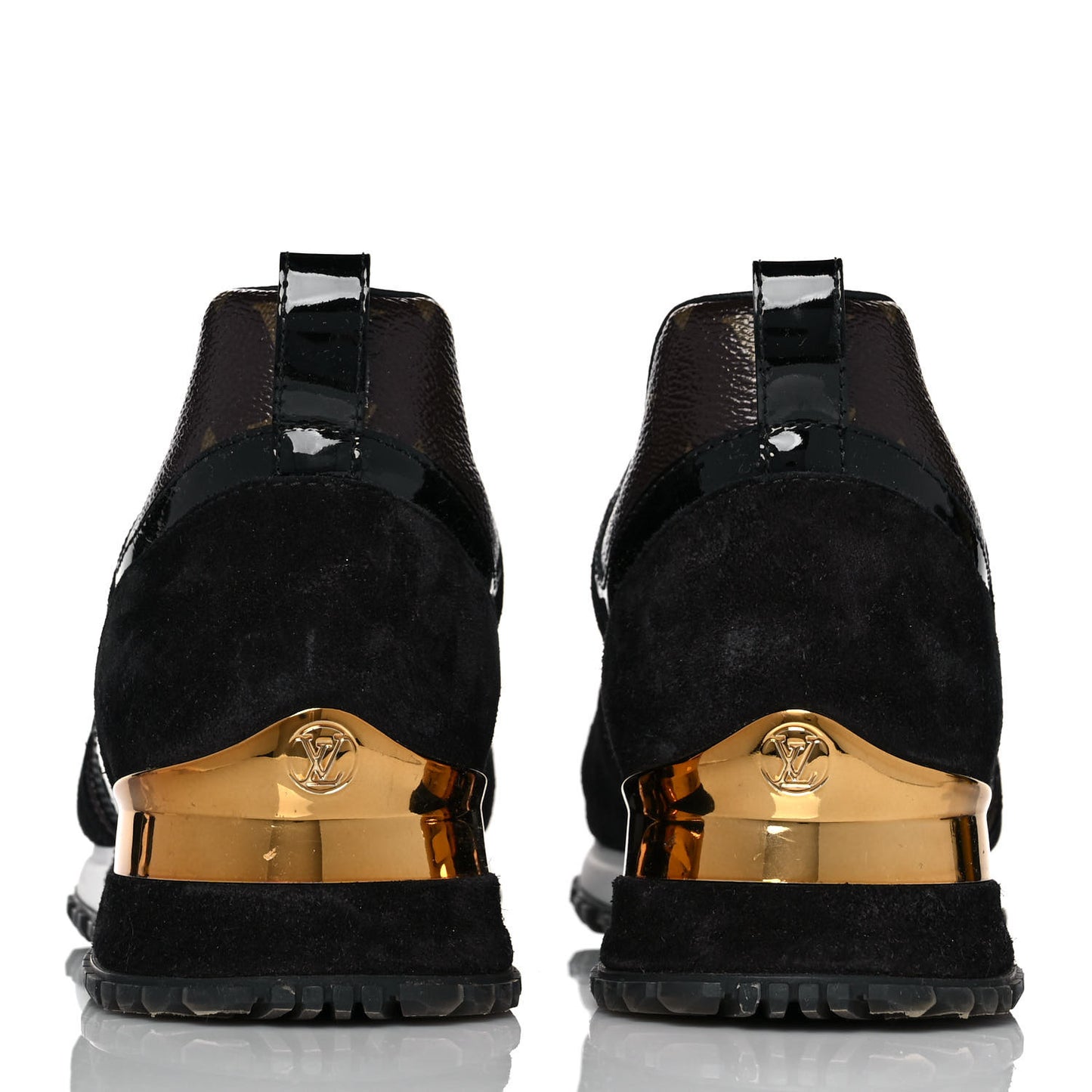 Suede Monogram Run Away Sneakers 36 Black