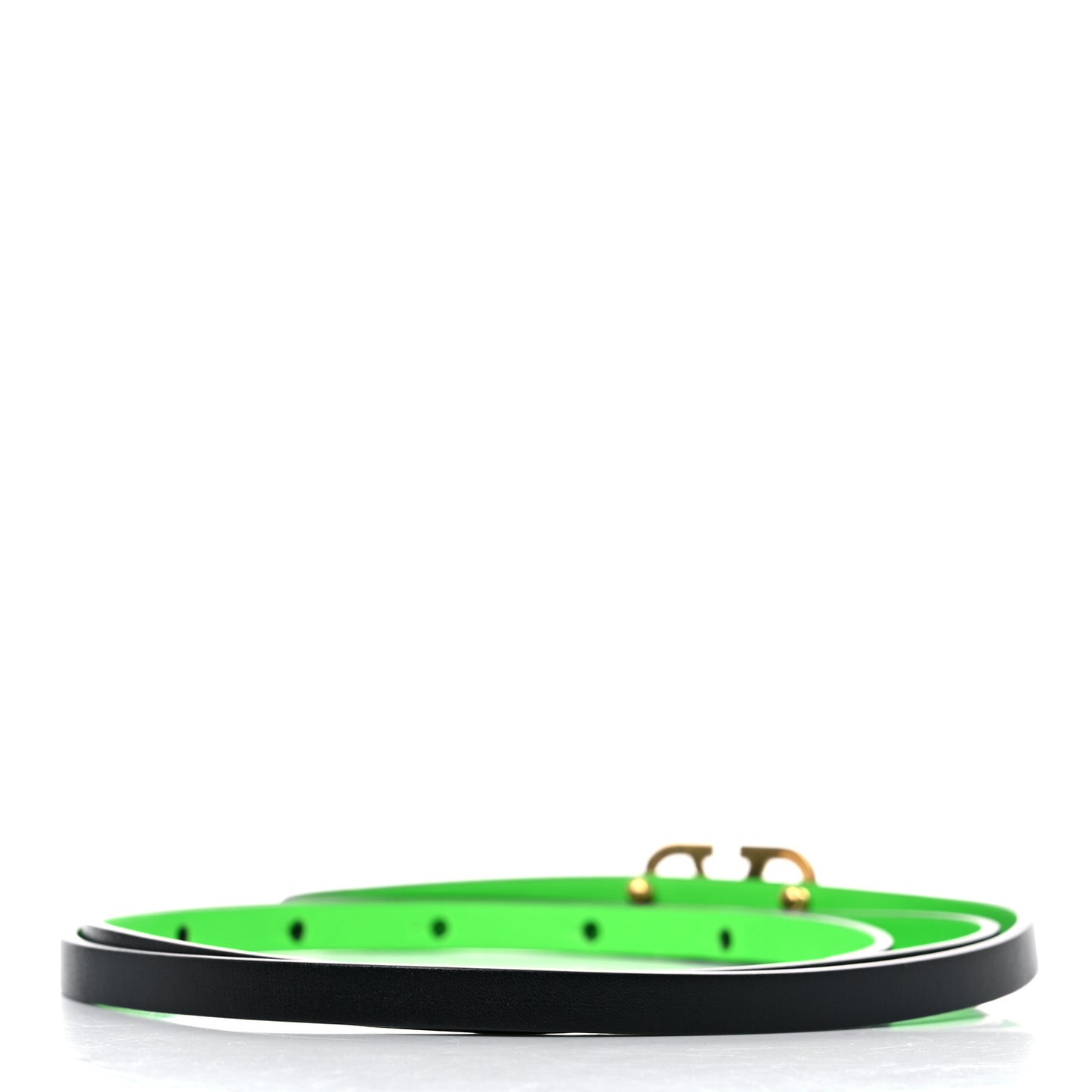 Glossy Calfskin VLogo Reversible Belt 75 30 Black Fluo Green