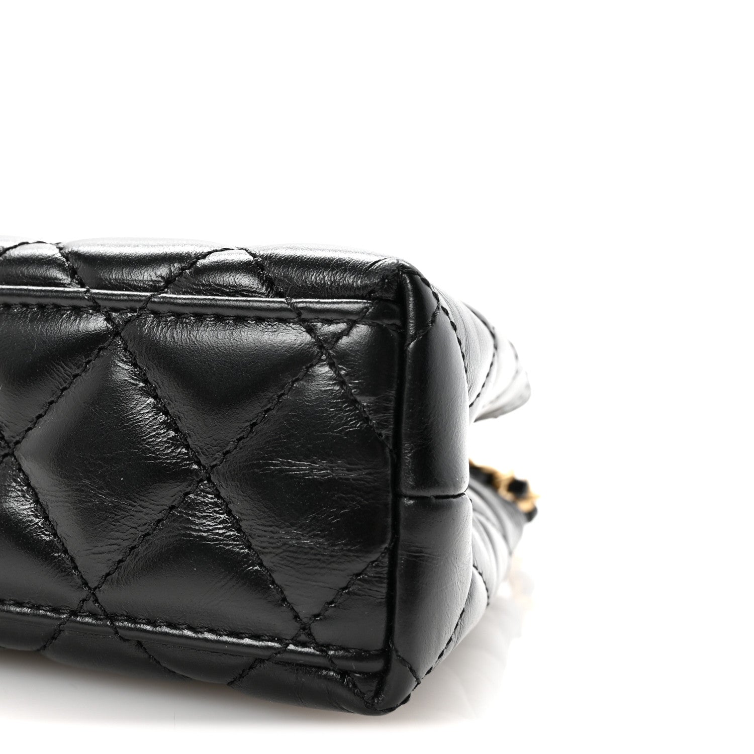 Chanel Shiny Aged Calfskin Quilted Nano Kelly Shopper Black 9 of 10