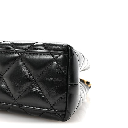 Chanel Shiny Aged Calfskin Quilted Nano Kelly Shopper Black 9 of 10